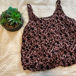 Old Navy Pink/Black Floral Tank Top